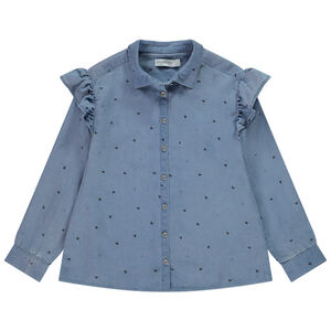 Chemise manches longues imprimé cœurs pour fille 