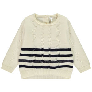 Pull en tricot rayé et ajouré pour bébé fille 