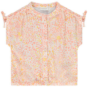 Chemise manches courte effet crépon imprimé fantaisie fille 