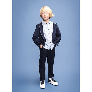 Gilet à capuche molletonné avec détails rayés pour garçon 