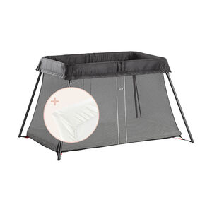 Lit parapluie Light noir + drap housse 