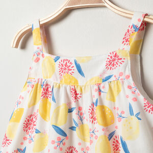 Robe à bretelles imprimée citrons all-over 