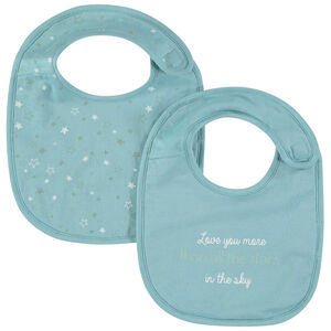 Lot de 2 bavoirs à message et étoiles printés 