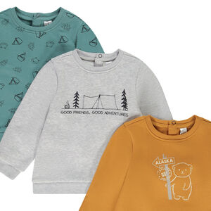 Lot de 3 sweats en molleton gratté imprimé fantaisie pour bébé garçon 
