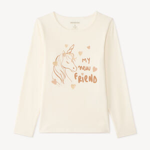 T-shirt manches longues fille avec imprimé fantaisie et paillettes 
