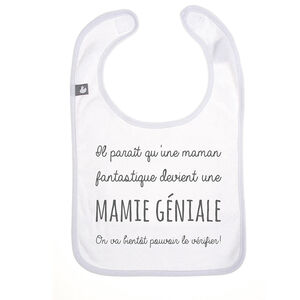 Pochette surprise + bavoir "Une mamie géniale" 