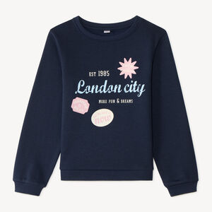 Glitter print fleece sweatshirt for girls 