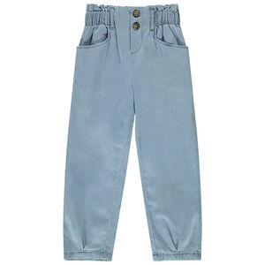 Pantalon en viscose et coton à taille élastiquée 