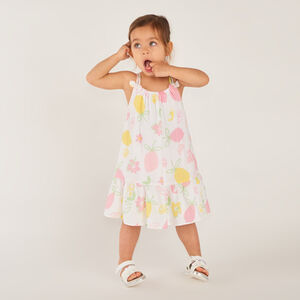 Robe à doubles bretelles imprimé citrons all-over pour bébé fille 