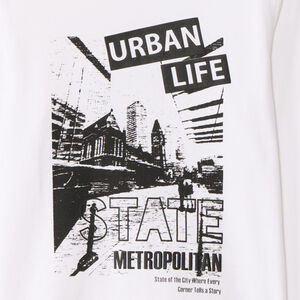T-shirt met lange mouwen, photoprint van stad, voor jongens 