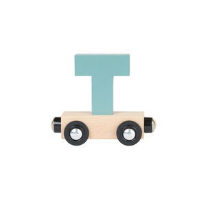 Houten wagon met de letter "T" - groen 