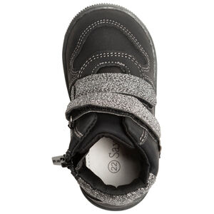 Bottillons noirs pour bébé garçon à scratchs pailletés 