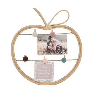 Porte-photos en rotin avec clips en forme de pomme 35 x 30 cm 