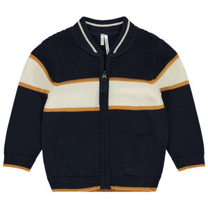 Vest in gebreid fantasie met teddy kraag voor baby jongen 