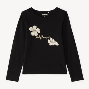 Langarm T-shirt met glanzende print voor meisjes 