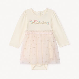 Robe body manches longues effet 2 en 1 pour bébé fille 