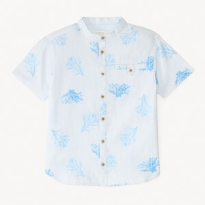 Korte mouwen Mao-kraag shirt met koraalprint voor jongens 