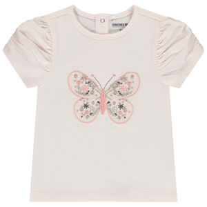T-shirt manches courtes broderie papillon pour bébé fille 