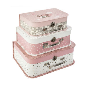 Boite de rangement valisette x 3 Douceur - Rose  