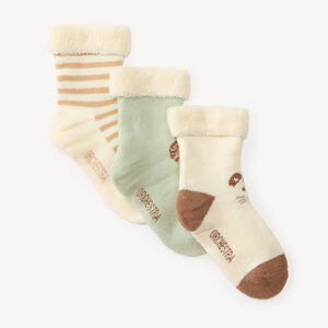 Lot de 3 chaussettes bouclette bébé motif animaux de la savane 