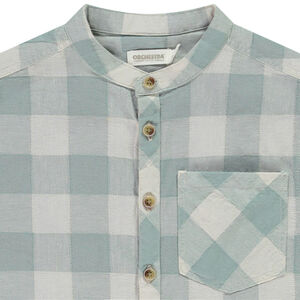 Korte mouwen geruite mao kraag overhemd voor jongen 