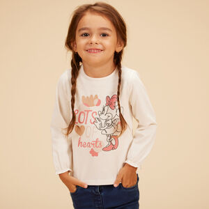 T-shirt met lange mouwen in jersey met Minnie Disney print voor babymeisje 