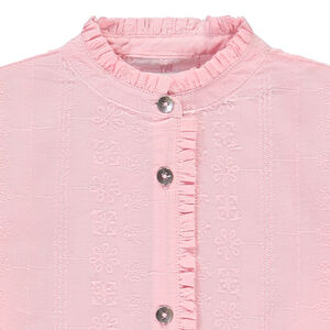 Chemise brodée à manches longues bouffantes pour fille 