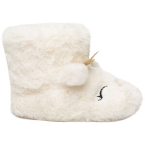 Chaussons 1/2 bottes en fourrure avec oreilles en relief et broderie pour fille 