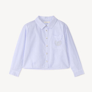 Langarmige gestreepte meisjesblouse met zilveren details 
