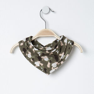 Bavoir bandana imprimé army rose pâle et kaki all-over 