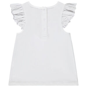 T-shirt met korte mouwen, met volant, glitterprint, meisjes 