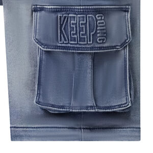 Bermuda jeans effect met opgestikte zak voor jongen 