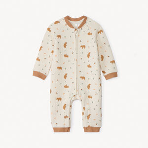Gewatteerde overall met berenprint voor jongens. 