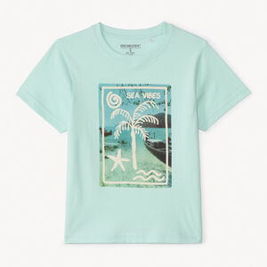 T-shirt met korte mouwen, eenkleurig met fantasieprint voor jongens 