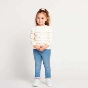 T-shirt met lange mouwen, met hartjesprint, voor babymeisje 
