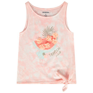 Meerkleurig tie-dye mouwloos top met 3D bloemen meisjes 
