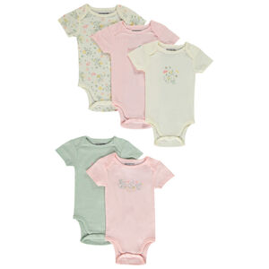 Lot de 5 bodies manches courtes motifs floraux pour bébé fille 