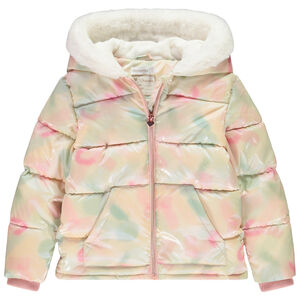 Doudoune nacrée avec capuche effet fourrure pour fille 
