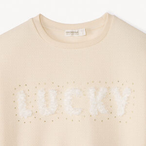 Sweat molleton oversize à motif effet pétales 3D fille 