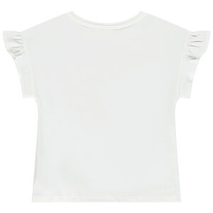 Korte mouwen t-shirt met volant en fantasie borduursels voor meisjes 