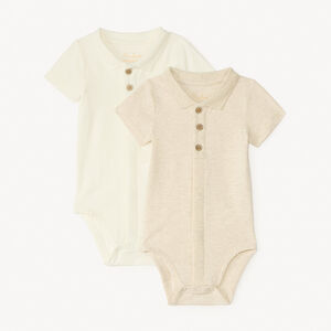 Set van 2 effen polo rompertjes voor babyjongen 