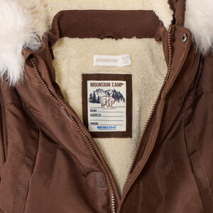 Parka van stof met kap en afneembare nepbont voor jongens 