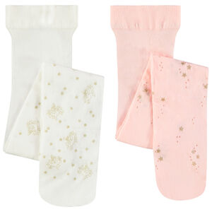 Lot de 2 paires de collants fins imprimés pailletés pour bébé fille 