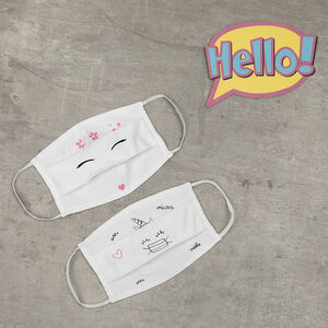 Lot de 2 Masques tissus enfant AFNOR motif licorne 