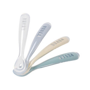 Lot de 4 cuillères 1er âge en silicone galet 
