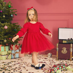 Robe de fête manches longues en tulle pailleté pour bébé fille 