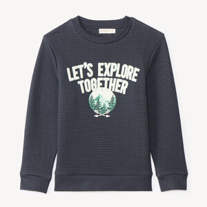 Sweat voor jongens in textuurgebreide stof met fantasieprint 