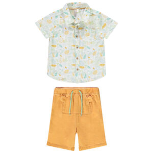 Tweedelige set met bladprint voor baby jongen 