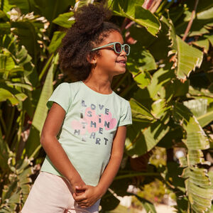 T-shirt met korte mouwen met glinsterende fantasiedruk voor meisjes 