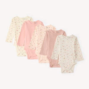 Set van 5 lange mouwen rompers voor meisjes met fantasiedesign. 